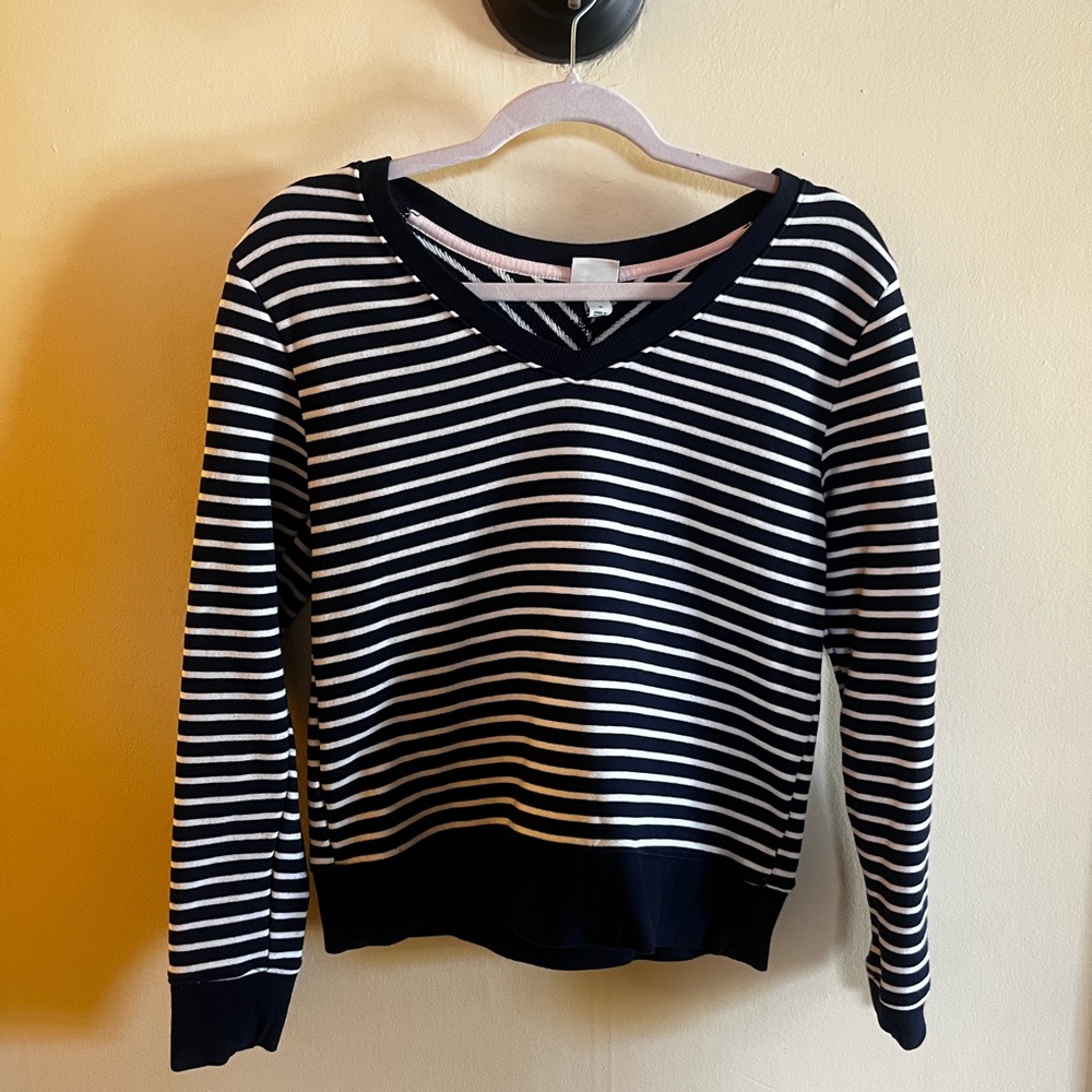 a new day Black and White Striped V-Neck Sweater